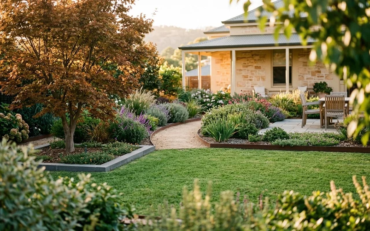 A finished Adelaide landscaping project with structured planting and clean lines
